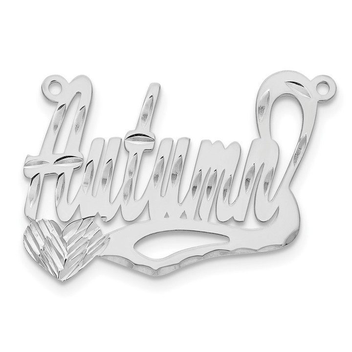 Sterling Silver/Rhodium-plated Diamond-cut Heart Name Plate XNA154SS