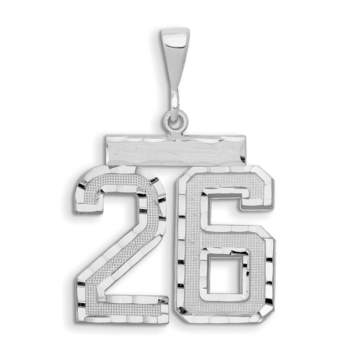 14kw Large Brushed Diamond-cut Number 26 Charm WLN26