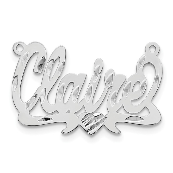 14k White Gold Diamond-cut Heart Name Plate XNA155W