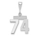 14kw Small Polished Number 74 Charm WSP74