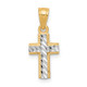 10k & Rhodium Tiny Diamond-Cut Cross Pendant 10C1093