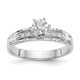 14k White Gold AA Quality 1/8 carat Diamond Trio Complete Engagement Ring X8320AA-E