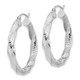 10K White Gold Polished & Textured Twist Hoop Earrings 10TC403W