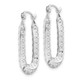 10k White Gold Polished Textured Rectangle Hoop Earrings 10TC412W