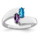 Sterling Silver Rhodium-plated Synthetic 2 Stone Mother's Ring XMR90/2SS-5