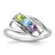 Sterling Silver Rhodium-plated Synthetic 3 Stone Mother's Ring XMR1/3SS-9