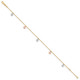 14K Tri-color Polished Hearts 9in Plus 1in ext. Anklet ANK336-9