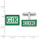 SS/Rhodium-plated Epoxy Boarder and Letter Monogram Cuff Link XNA616SS