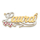 10ky w/ Rhodium and Ruby 3D Diamond with Hearts Name Plate 10XNA48
