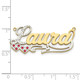 10ky w/ Rhodium and Ruby 3D Diamond with Hearts Name Plate 10XNA48