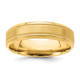 14k Yellow Gold 6mm Lightweight Comfort Fit Brushed Satin/Polished Milgrain Grooved Edge Wedding Band Size 10.5 YB101L-10.5