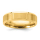 14k Yellow Gold 6mm Lightweight Comfort Fit Brushed/Polished Beveled Edge with Vertical Lines Wedding Band Size 8 YB116L-8