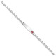 14K WG Medical Soft Diamond Shape Red Enamel Flat Curb Link ID Bracelet XM591FCW-8