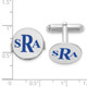 14k White Gold Epoxy Letter Monogram Cuff Link XNA619W