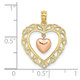 10k Yellow and Rose Gold Polished Dangling Heart In Heart Charm 10K9191