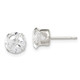 Sterling Silver 7mm Round Snap Set Cross-cut CZ Stud Earrings QE7476