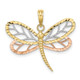 10k Tri-Color Dragonfly w/Beaded D/C Wings Charm 10K9439