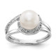 18k White Gold 7.5mm FW Cultured Pearl AA Diamond ring 8Y4380PL/AA