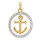 14k and White Rhodium D/C Anchor Dangle in Circle Pendant C4920