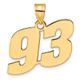 14k Polished Block Number 93 Pendant BN93