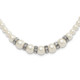 1928 Silver-tone Clear Crystal and Simulated Pearl 15in w/ 3in ext Necklace BF2457