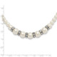 1928 Silver-tone Clear Crystal and Simulated Pearl 15in w/ 3in ext Necklace BF2457