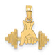 14K Hand Holding Barbell Charm D4266