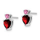 14k White Gold Garnet and Cr. Pink Sapphire Heart Earrings EM7076-GA/CPS-W