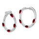 14k White Gold Garnet and Diamond Hoop Earrings EM7456-GA-026-WA