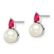 14k White Gold FWC Pearl and Ruby Post Earrings EM8094-RU-W