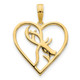 14ky Deer in a Heart Pendant D5066