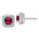 14K White Gold Lab Grown VS/SI FGH Dia and Created Ruby Halo Post Earrings EM9037-CRU-038-WLG