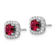 14K White Gold Lab Grown VS/SI FGH Dia and Created Ruby Halo Post Earrings EM9037-CRU-038-WLG