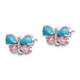 14k White Gold Diamond/Turquoise/Rose Quartz Butterfly Earrings EM4390-002-WA
