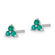 14k White Gold 3-stone Created Emerald Triangle Earrings EM7119-EM-W