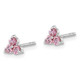 14k White Gold 3-stone Created Pink Sapphire Triangle Earrings EM7119-CPS-W