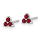 14k White Gold 3-stone Created Ruby Triangle Earrings EM7119-RU-W