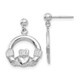 14k White Gold Solid Polished Flat-Backed Claddagh Earrings K1530