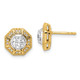 14K Two-Tone Lab Grown VS/SI FGH Dia Geometric Halo Post Earrings EM9665-075-YWLG
