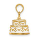14K Polished Enameled JUST MARRIED 3-D Wedding Cake Pendant K6873