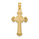 14K Textured Leaves On Edges Cross Charm K8556