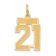 14k Small Satin Number 21 Charm LSS21