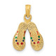 14k  3D W/ Multi-Color Enamel Double Flip-Flop Charm K6663