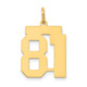 14k Medium Polished Number 81 Charm LM81