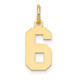 14k Small Polished Number 6 Charm LS06