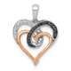 14k White and Rose Gold White and Black Diamond Hearts Pendant PM4900-010-WRA