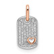 14k Two-tone White and Rose Small Dog Tag w/Heart Diamond Pendant PM8545-014-WRA