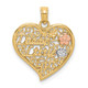 14k Two-tone White Rhdoium DADDYS LITTLE GIRL Filigree Heart Charm K9562