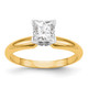 14k Two-tone 1/4 carat Princess VS/SI GH Lab Grown Diamond Solitaire Medium Weight Half-Round V-end 4 Prong Ring KS87-3.5-YWLG