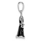 De-Ani Sterling Silver Rhodium-Plated 3D Enameled Black Dress and Shoe Pendant QC10665